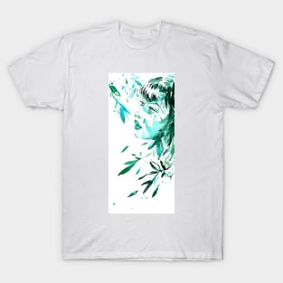 Water Leaves 8 - Watercolor Woman Portrait T-Shirt